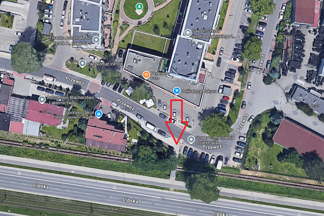 mapka terenu z zaznaczonym miejscem spotkania